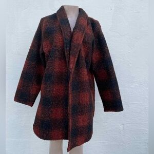 Trendy Plaid Coat in Orange and black